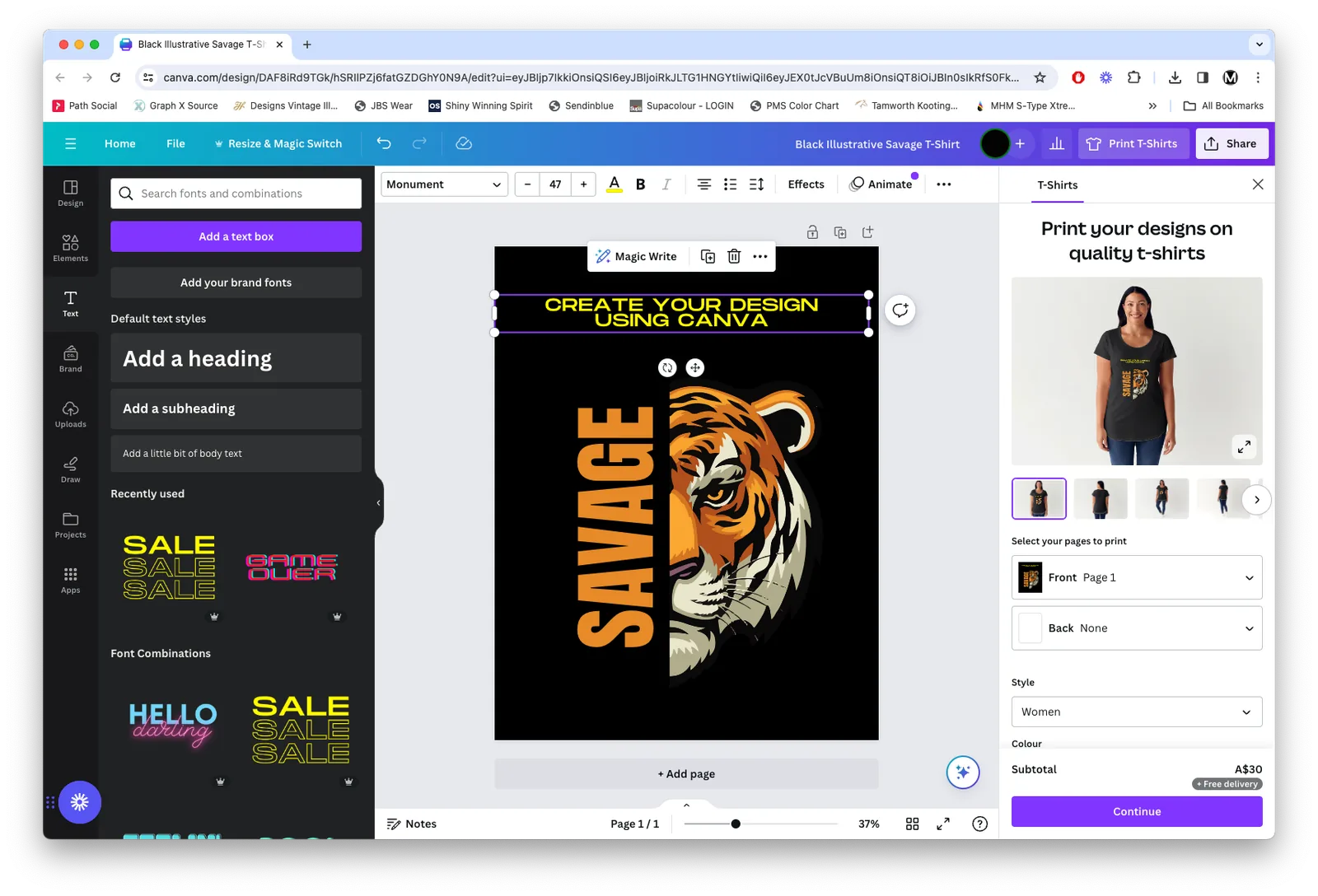 Design your screen print artwork in Canva