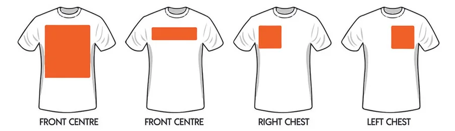 Screen print locations on hoodies